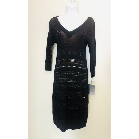 Catherine Malandrino For DesigNation Black XS V-Neck Knit Dress NWT - Picture 1 of 9
